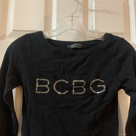 BCBGMaxazria Black BCBG Rhinestone Lightweight Sweater M - Picture 4 of 9